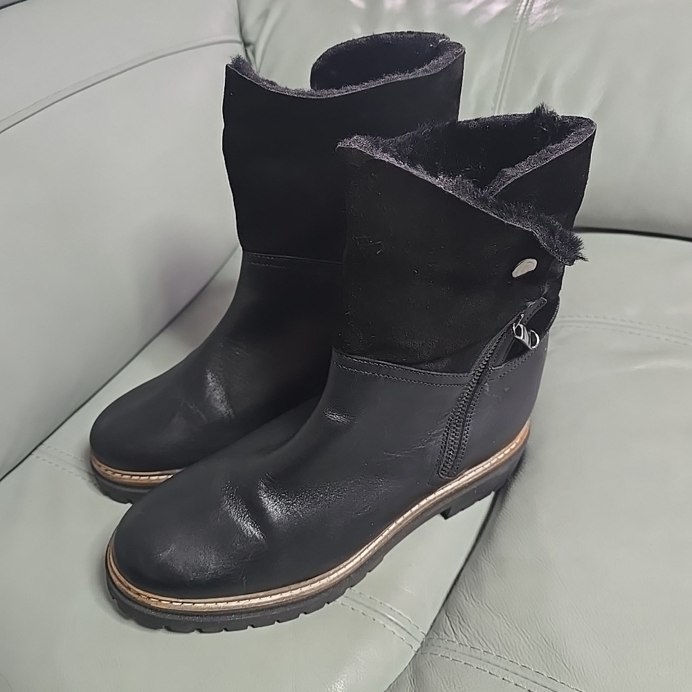 Fabianelli Women's EU‎ 40 US 9 Shilo Italian Black Leather Faux Fur Lined Boots
